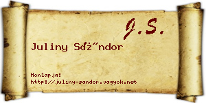 Juliny Sándor névjegykártya